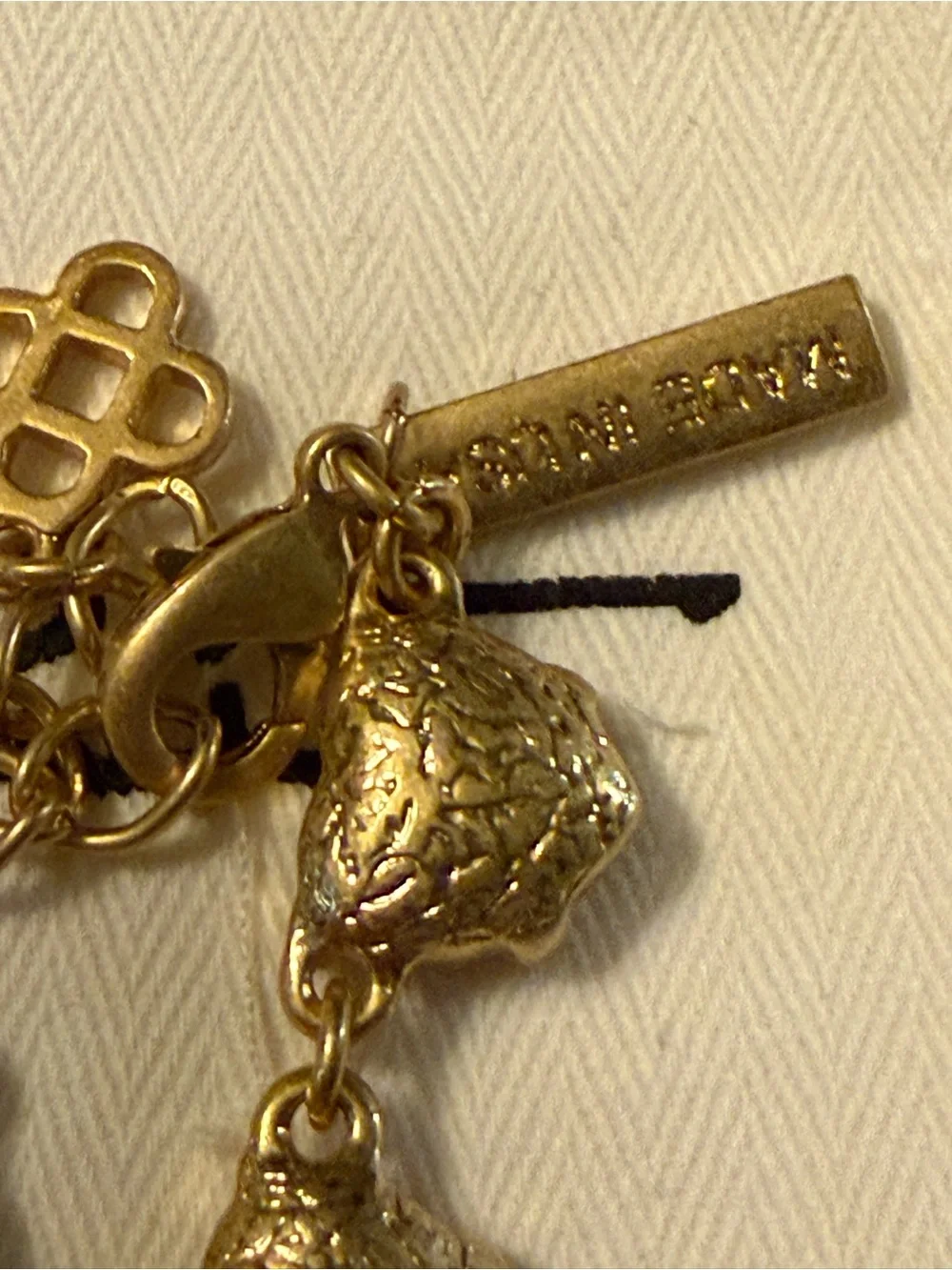 Oscar de la Renta Gold and Clear Crystal Heart Link Necklace